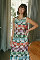 Front view 3 of Tiffany Skirt by Briton Court in sage, coral, plum, and green Candy Box Check plaid, Style #3933