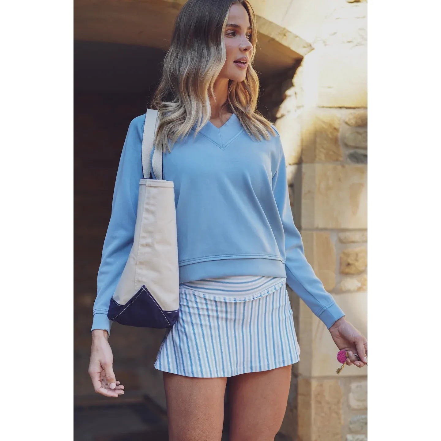 Smith & Quinn Candace Pullover top in navy, featuring a cozy knit texture and relaxed fit, perfect for casual wear.