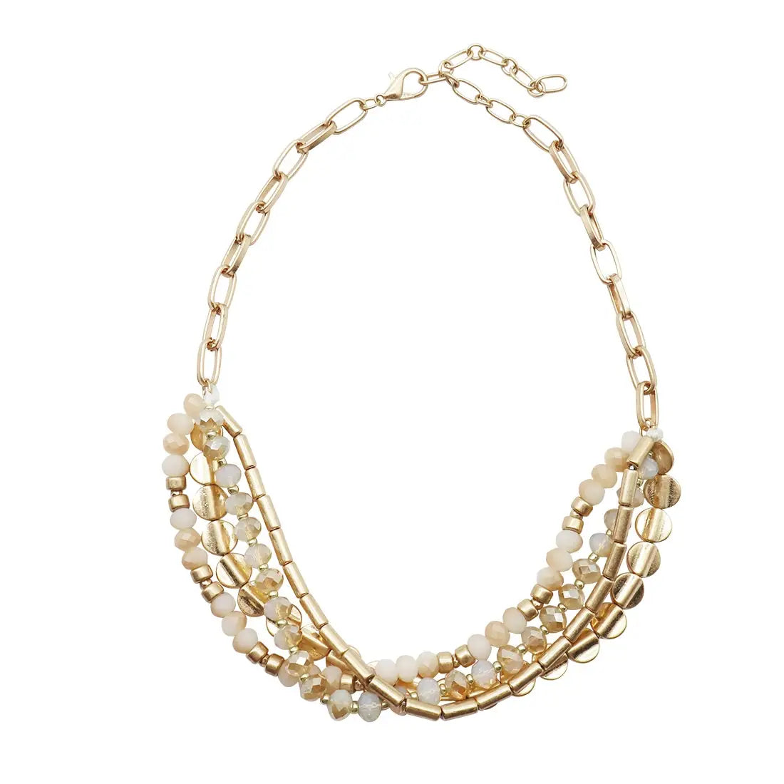 Viv & Lou Necklace gold mixed media layered