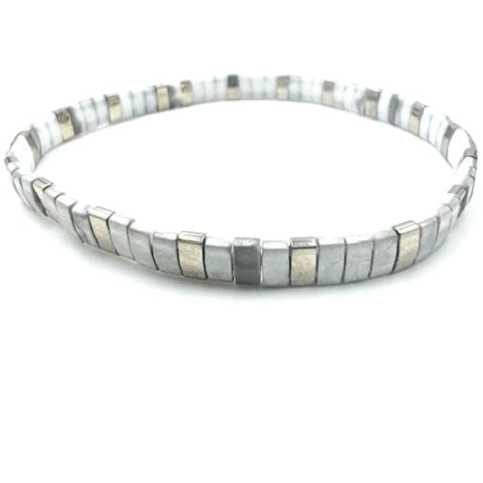 Chiclet Bracelet No.9 in gray & Siliver
