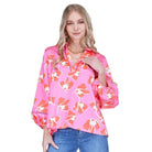 dancingpeonies JADE pink Margaret top vneck embroidered inset on sleeve