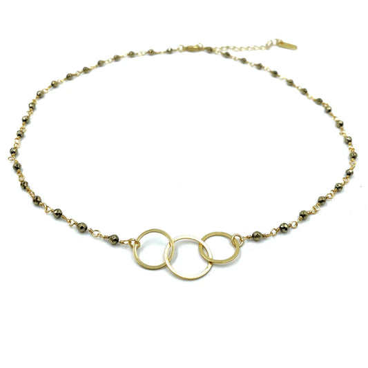 3 Hoops Pyrite Necklace