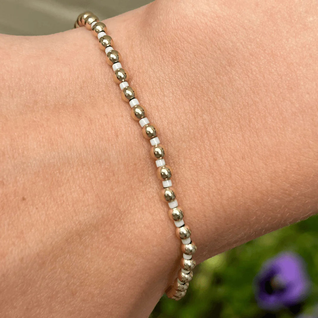 Gameday Color Crush Bracelet with Gold Filled and Ivory Beads