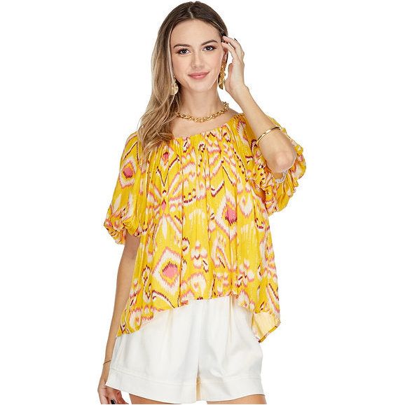 joyjoymustardaztecpuffsleeveswingtopgoldie72C7575