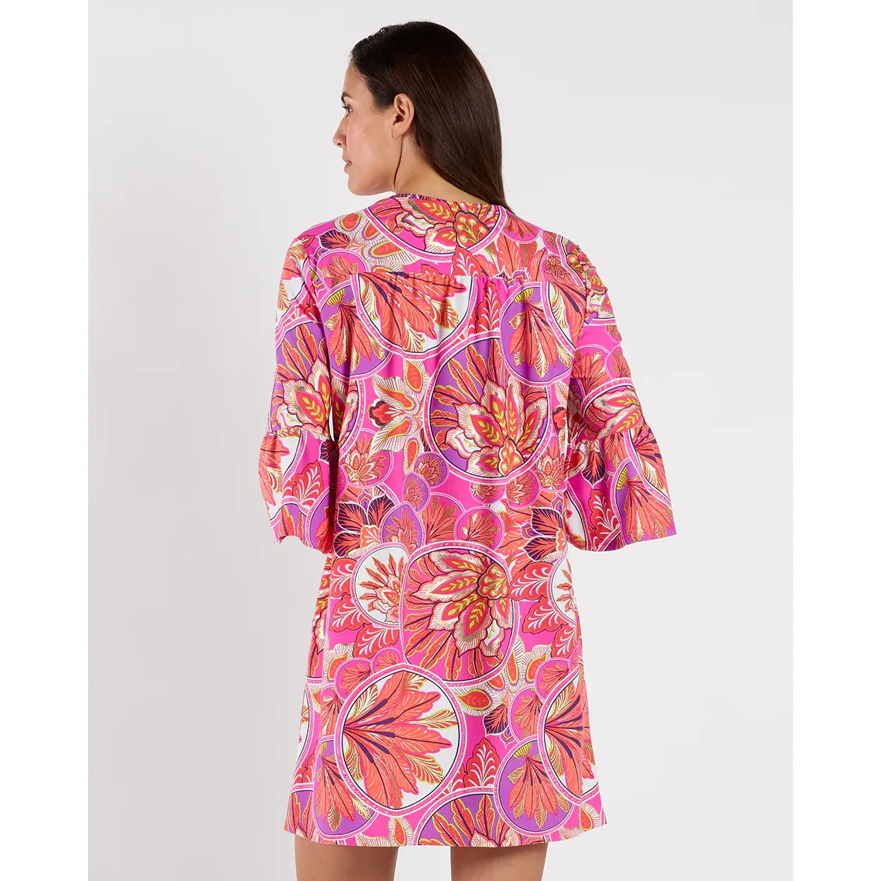 Jude Connelly Kerry Dress in lightweight fabric with a flowing silhouette, featuring a sleeveless design and vibrant pattern.