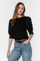 karina top Velvet Heart puff sleeve black NFG-25376 