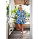 sailtosablelongsleevetunicflaredressF25603birdsbluewhitegold