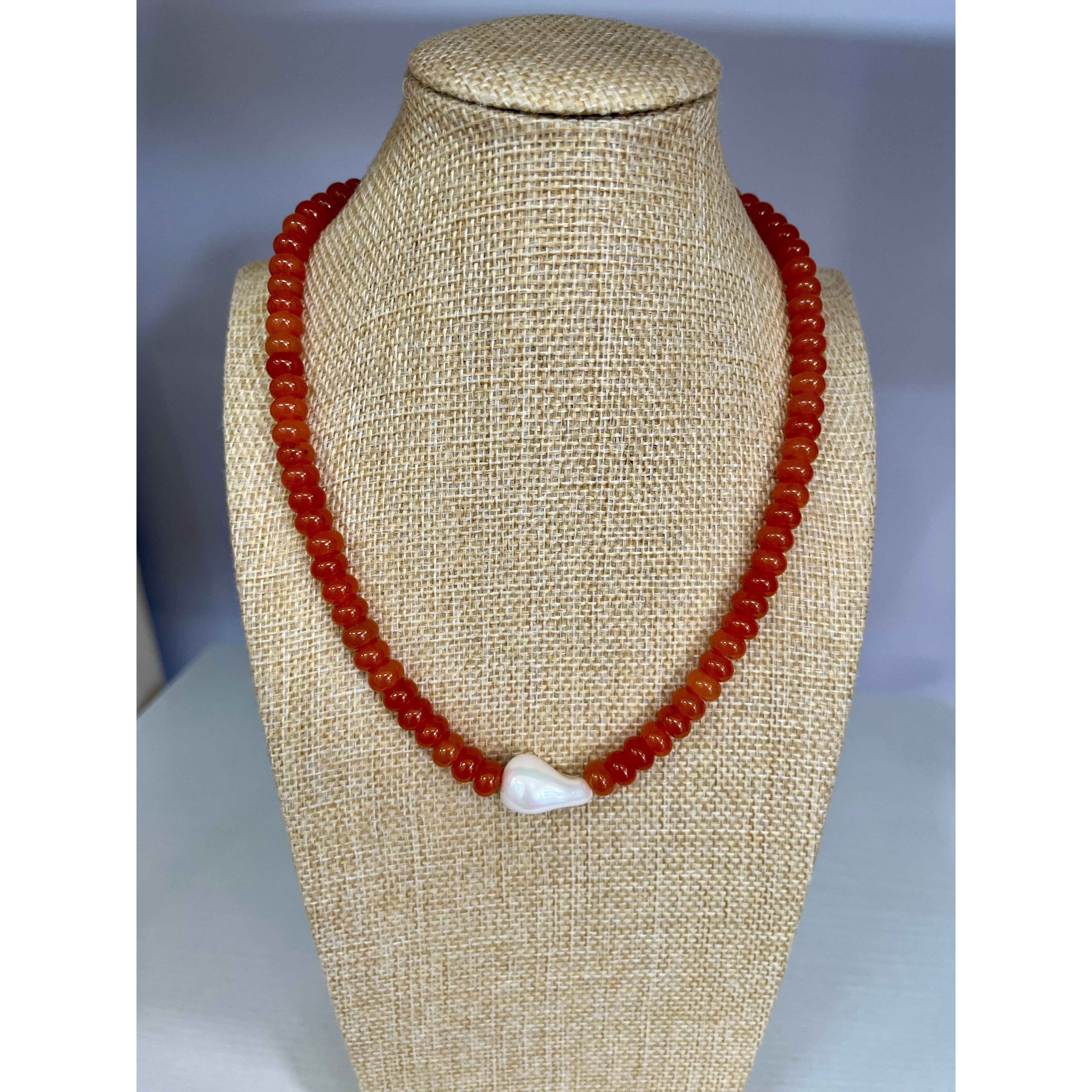 saturate longhorn necklace pearl collegiate necklace burnt orange