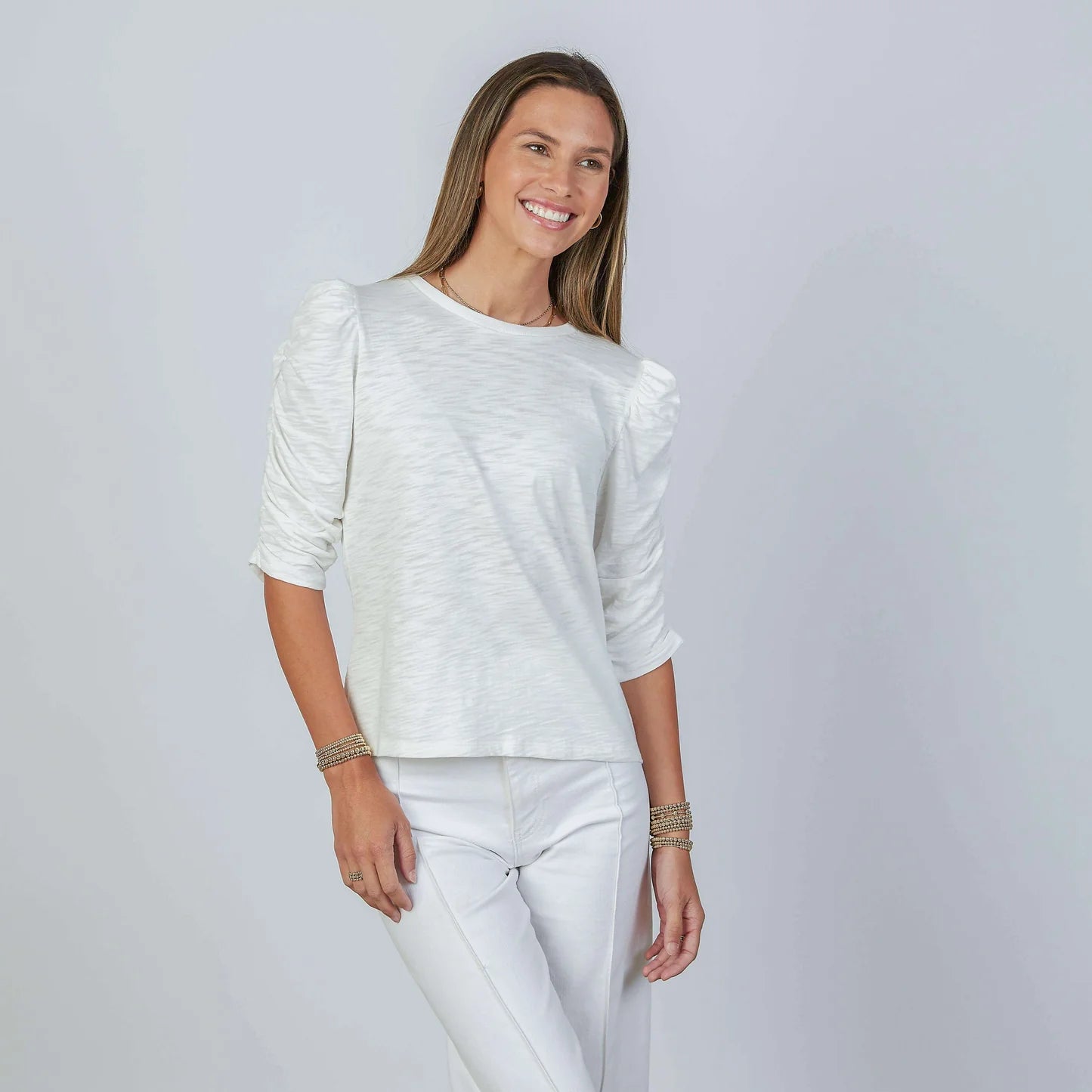 sophie_white_eringrayruchedelbowlengthtee