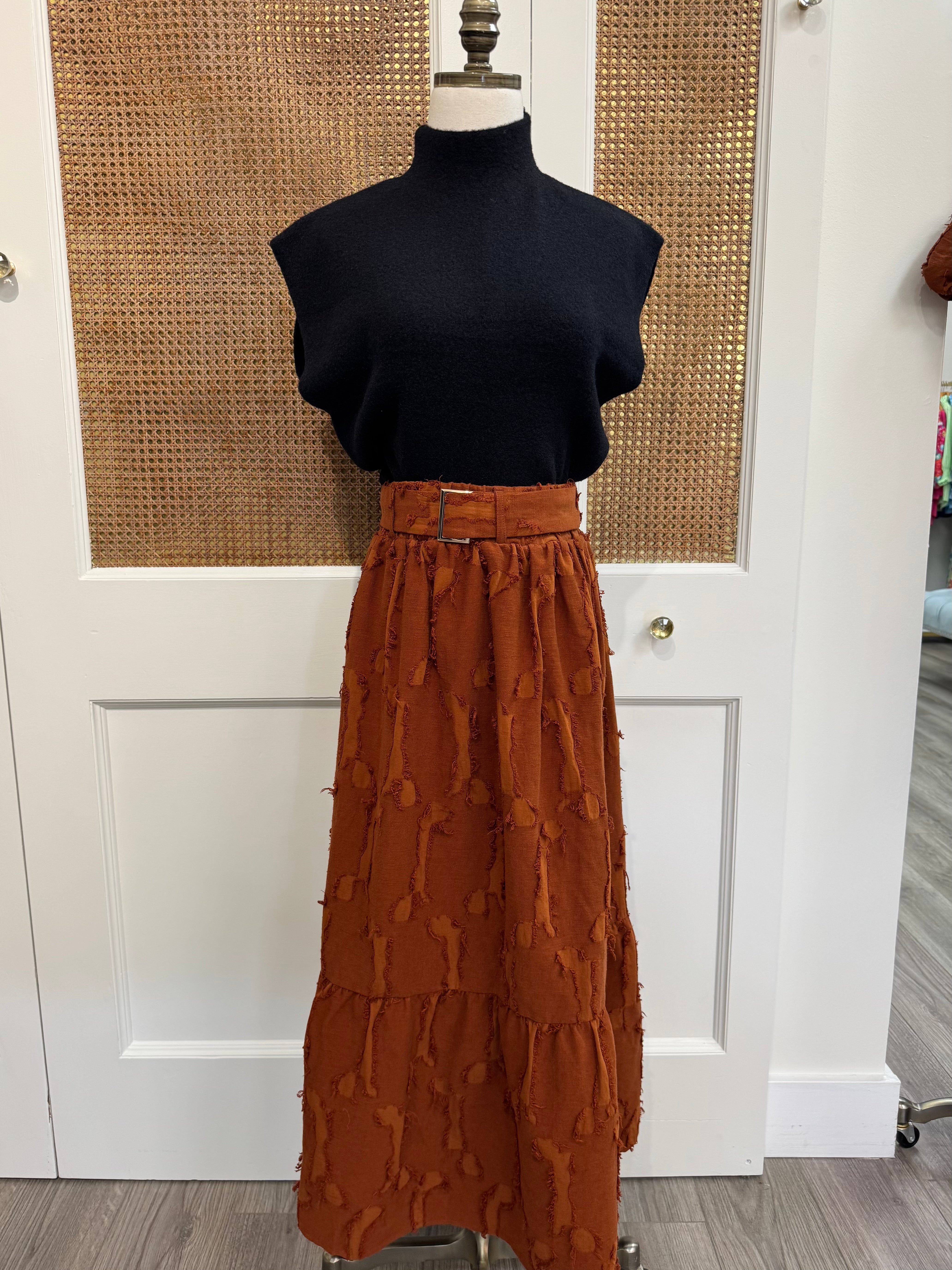 tyalortillmanrustcoloredmaxiskirtauburnbrownbelt