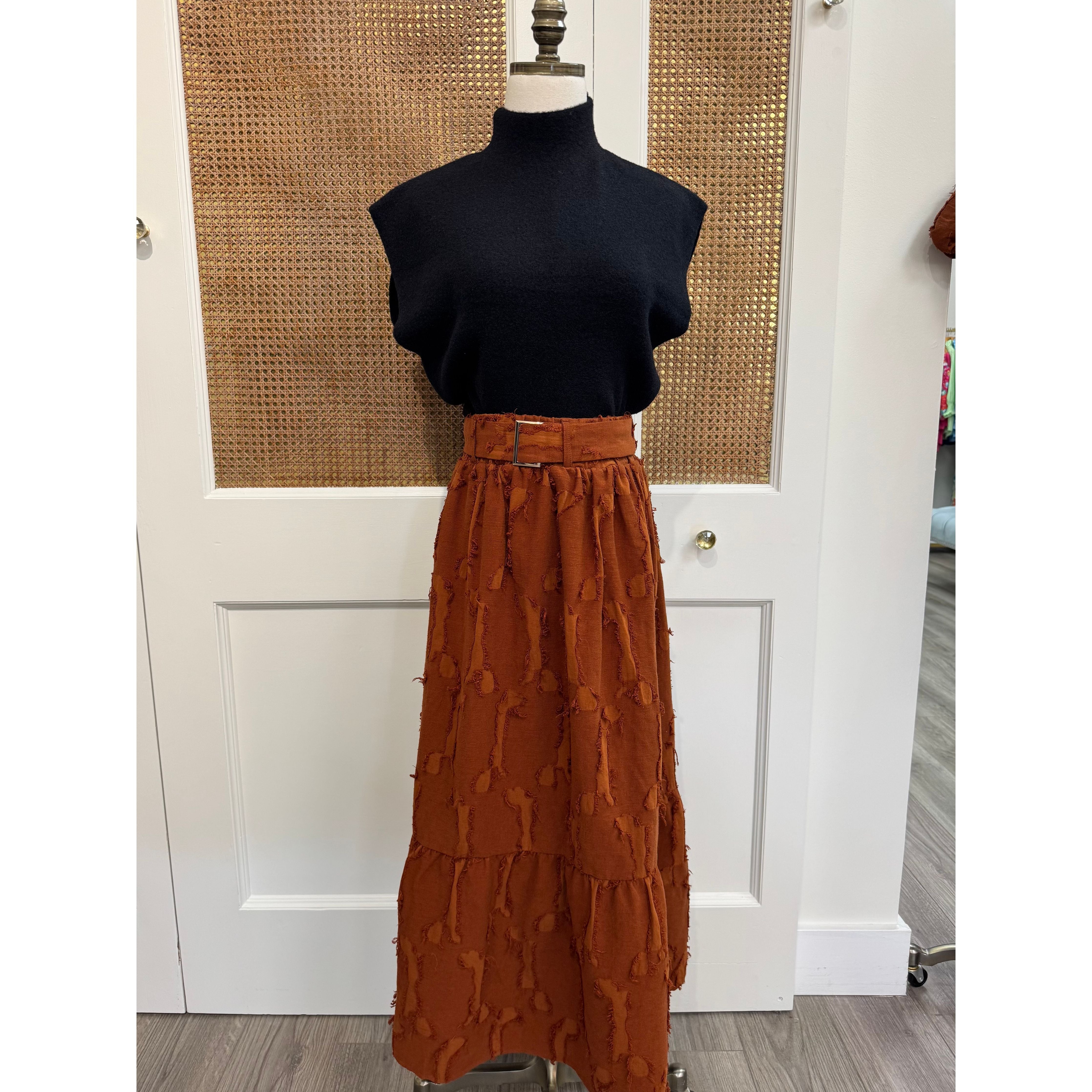 tyalortillmanrustcoloredmaxiskirtauburnbrownbelt