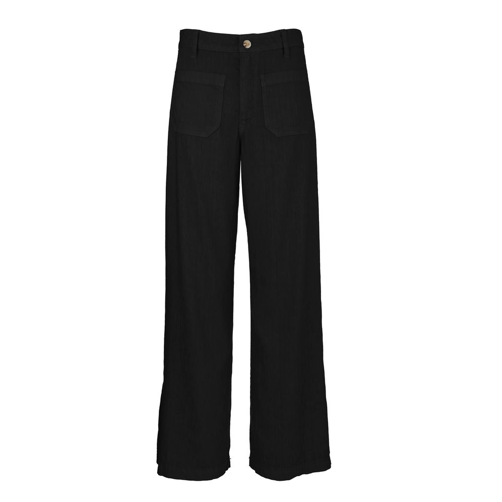 Black Meg Linen bottoms by Kut from the Kloth, featuring a stylish, relaxed fit and lightweight linen fabric.