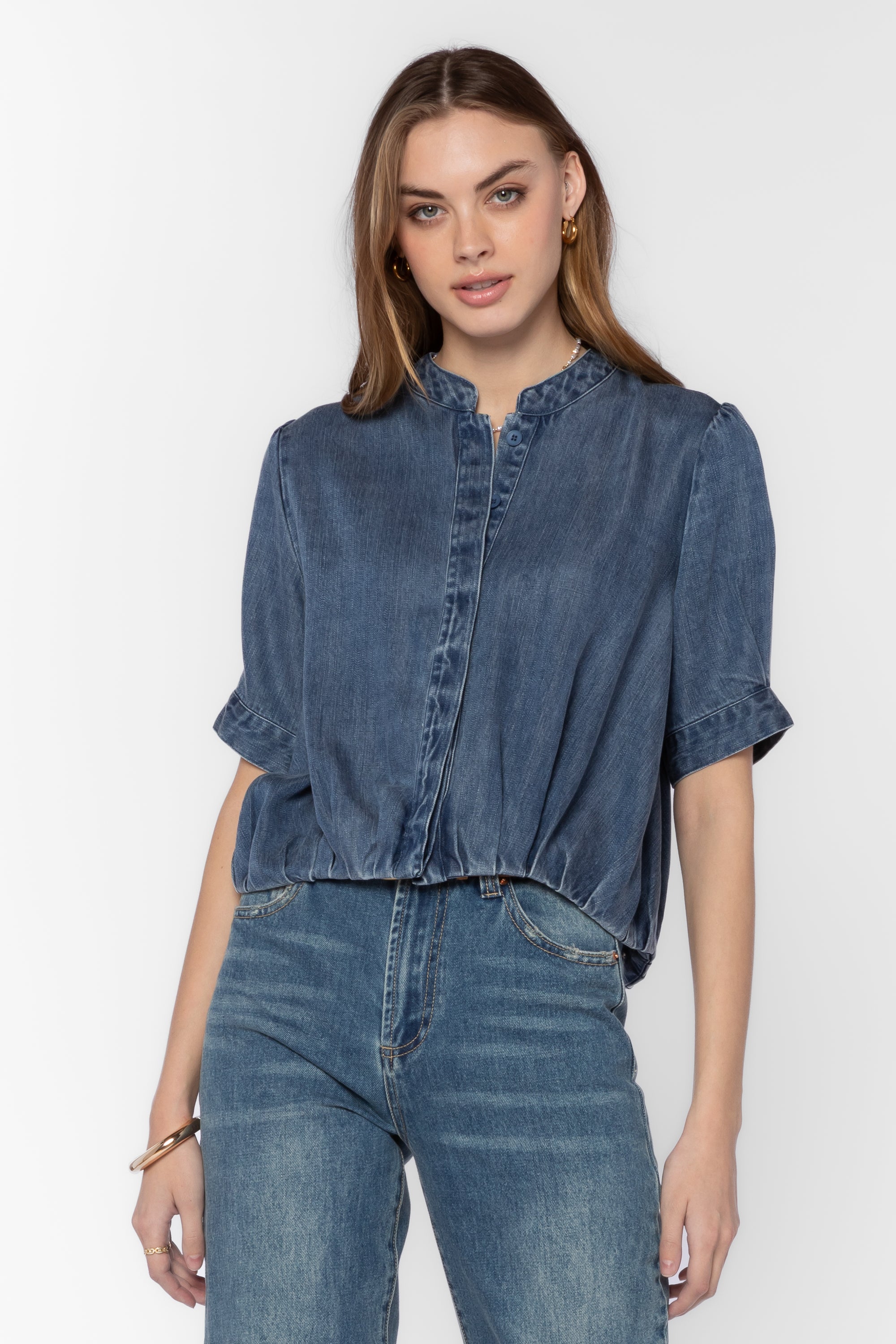 velvet heart rhodes top short sleeve denim