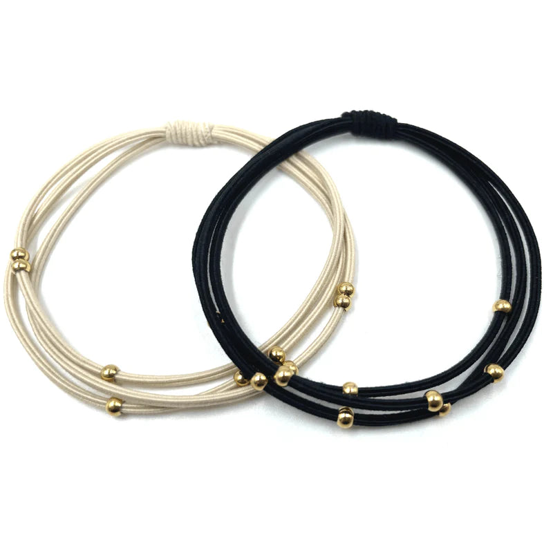 Water Pony Bracelet Hair Bands in Black and Beige
