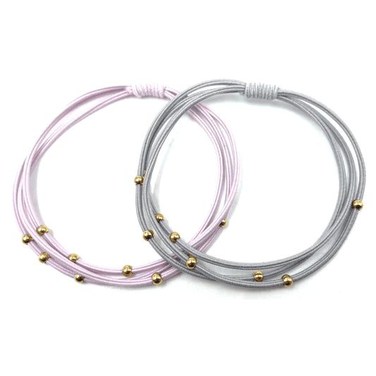 Water Pony Bracelet Hair Bands in Gray and Pink