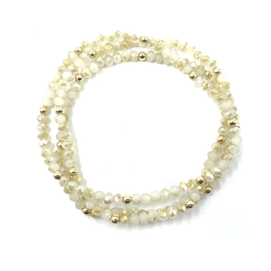 OG Shimmer Bracelet Stack in Winter White & Gold