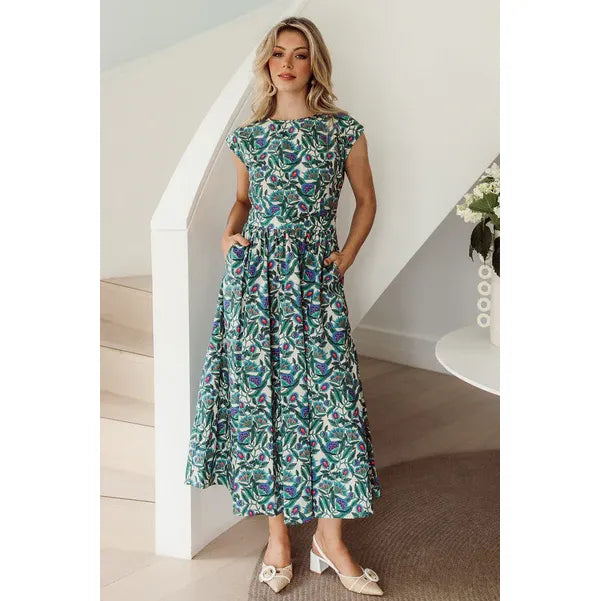 Abby Dress in Forrest Blum - Marj & Lizzie