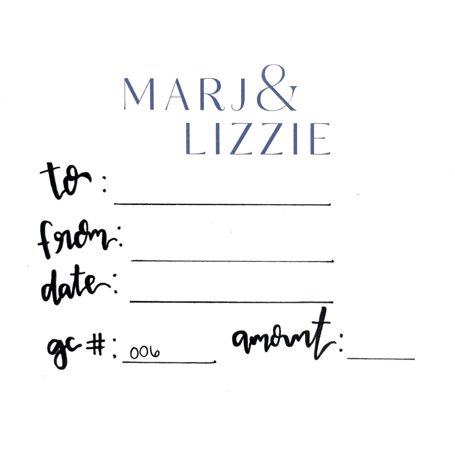 Marj & Lizzie Gift Card